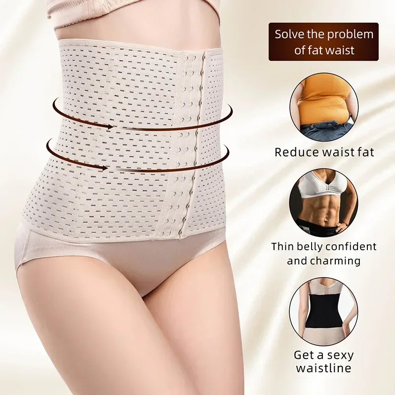 Shapewear Women Body Shaper Postpartum Abdominal Belt Hollow Three Rows of Buckle Girdle Sports Body Shaping Garment Waist Seal