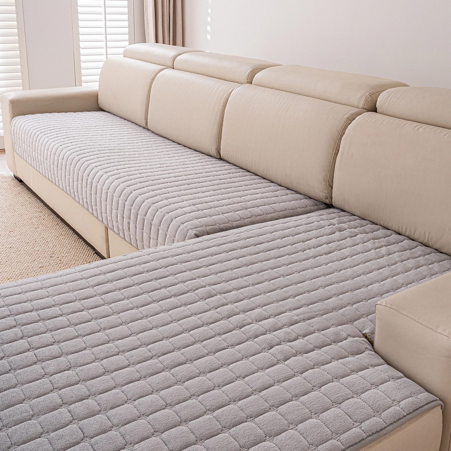 2pc Soft And Durable Quilted Flannel Sofa Covers, Pet Friendly Sofa Covers, Non-slip And Wear-resistant, Machine Washable