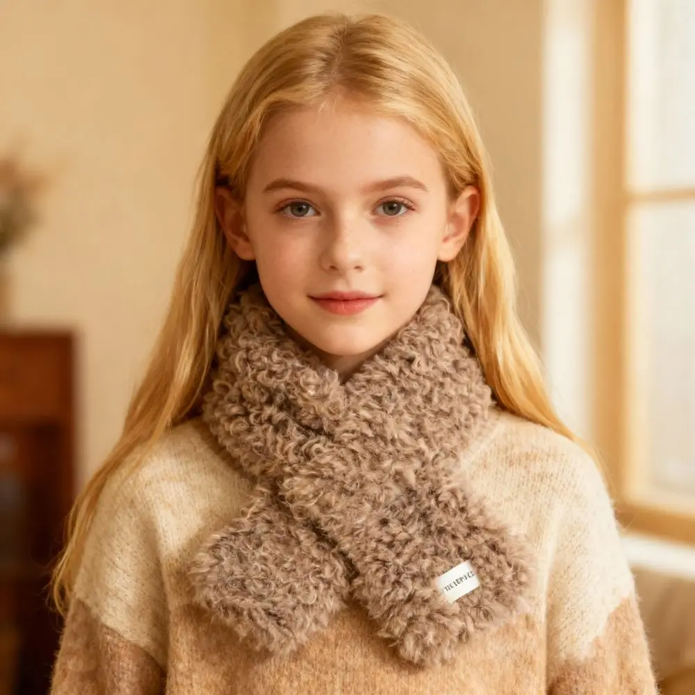 

Шарф с крестом, зимний теплый однотонный шарф с крестом из искусственного меха ягненка, утолщенный шейный платок, теплый шарф для шеи в холодную погоду, утеплитель для шеи