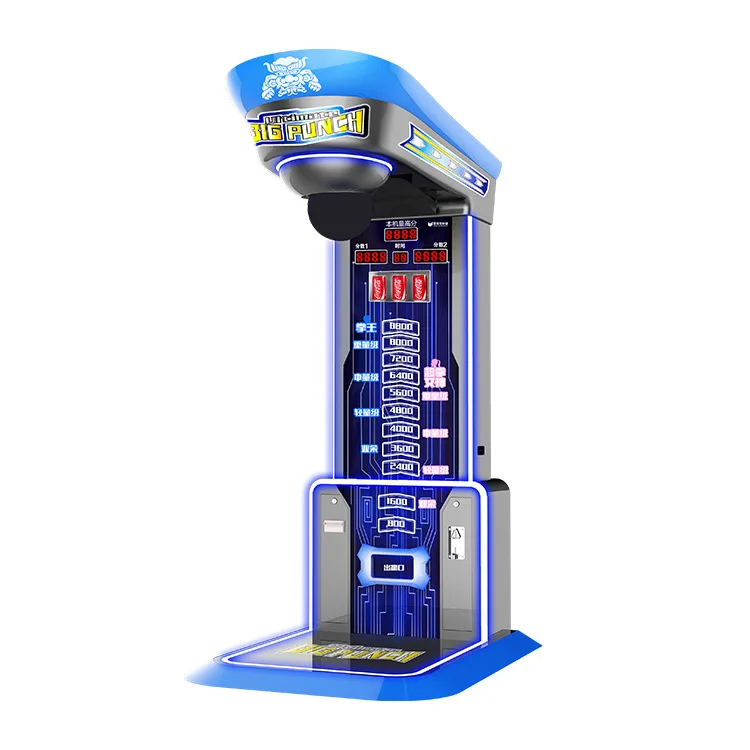 Blue Boxing Arcade Machine Coin-Op Punch Game with Digital Scoreboard & LED Lighting Multiple Zones to Boost Revenue