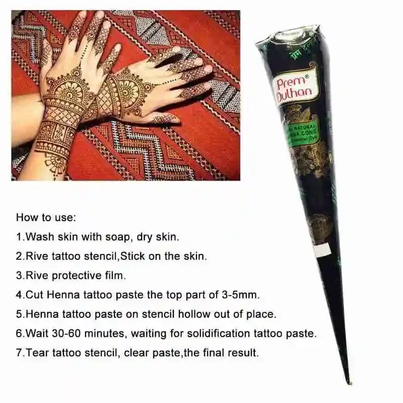 25g Natural Indian Henna Tattoo Ink Brown Mehndi Paste Body Art Cones Body Mehndi Sticker Paint W6F4