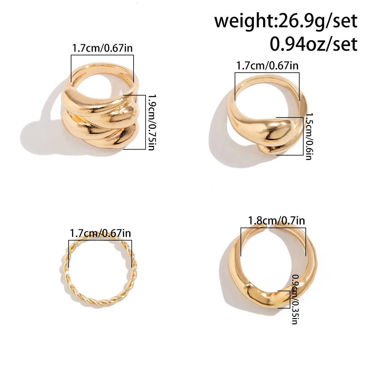 Anillos abiertos irregulares Punk para mujeres y hombres, anillo de dedo de Metal líquido de Color dorado, joyería de moda, regalos de fiesta para niñas, Hip Hop, 3 piezas por juego