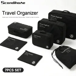 7Pcs Set Travel Bag Organizer Suitcase Packing Cubes Cases Portable Wardrobe Luggage Clothes Shoe Storage Pouch Packing Cubes