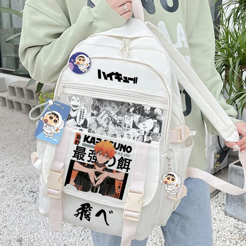 33×45×15cm Black White, Haikyuu, Student Kids Teens School Bags, Large Capacity Mochilas Anime Backpacks For Girls Boys Gift