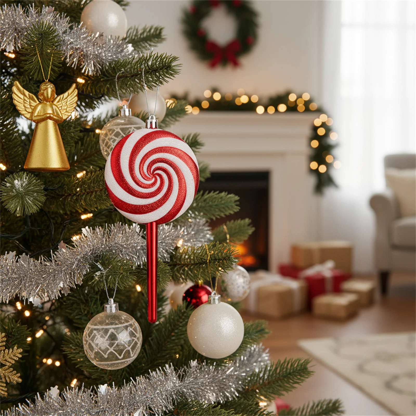 Weihnachten PVC Süßigkeiten Anhänger Dekor rot und weiß bemalt Lutscher Ornament für Urlaub Baum Party Neujahr Dekoration