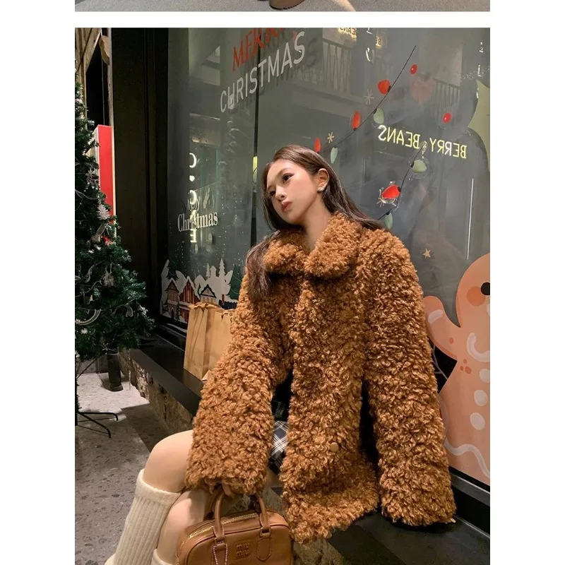 

Осенне-зимняя женская флокированная куртка-кардиган с длинными рукавами, модный элегантный топ средней длины