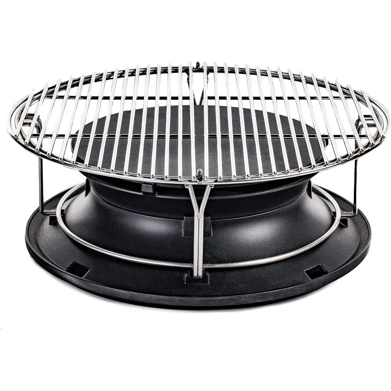 SlōRoller Hyperbolic Smoke Chamber Accessory Insert with Stainless Steel Rack for Classic Joe 18-inch Charcoal Grill