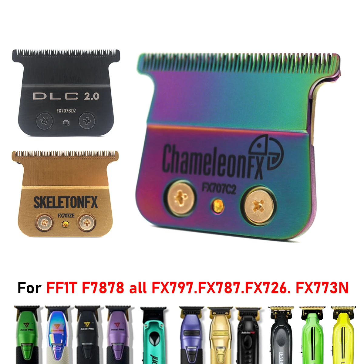 Nueva cuchilla DLC de repuesto Original para cortadora de pelo de barbero profesional BAB FX707, accesorios de cabezal cortador de acero al carbono