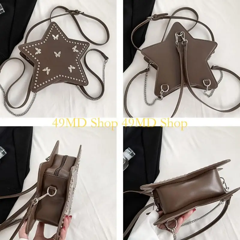 

49MD модный дорожный рюкзак из искусственной кожи школьный рюкзак в форме пятиконечной звезды сумка на плечо с регулируемым