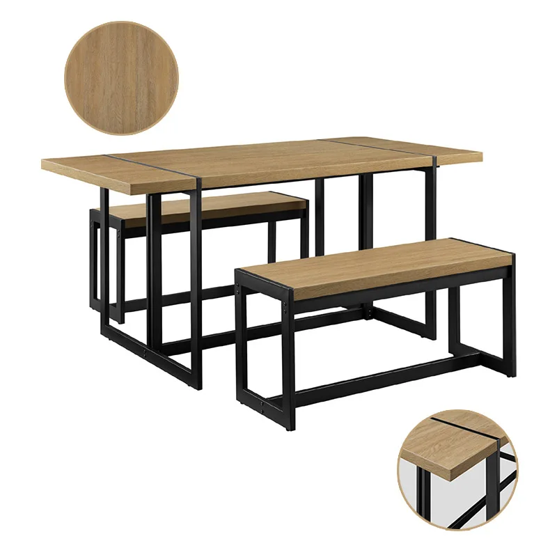 Modern grey MDF dining table set newly designed stylish home or hotel with one table and two chairs