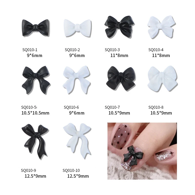 Buy in Bulk Pay One Shipping Fee Only 50 Pink White Kawaii Bow Nail Charm 3D Resin Bowknot Flatback  Nail Art Rhinestones Gems