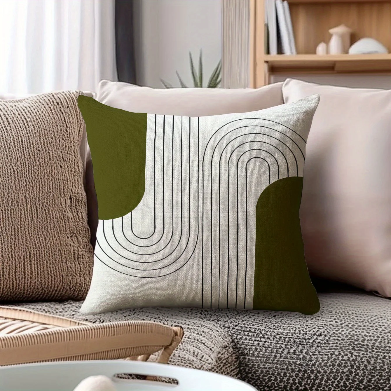 4Pcs Double‑Sided Print Pillow Covers, Special Linen‑Imitated Geometric Pattern Cushion Cases for Living Room Bedroom Home Decor