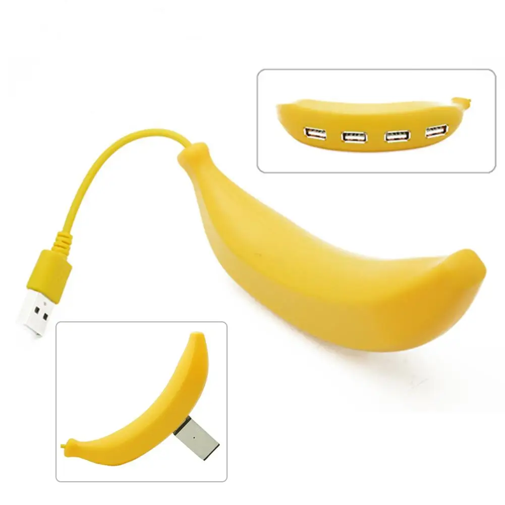 

Забавный банановый фруктовый мини-концентратор USB 2.0 с несколькими USB-портами, разветвитель-концентратор, адаптер питания, 2/4 порта, несколько расширителей