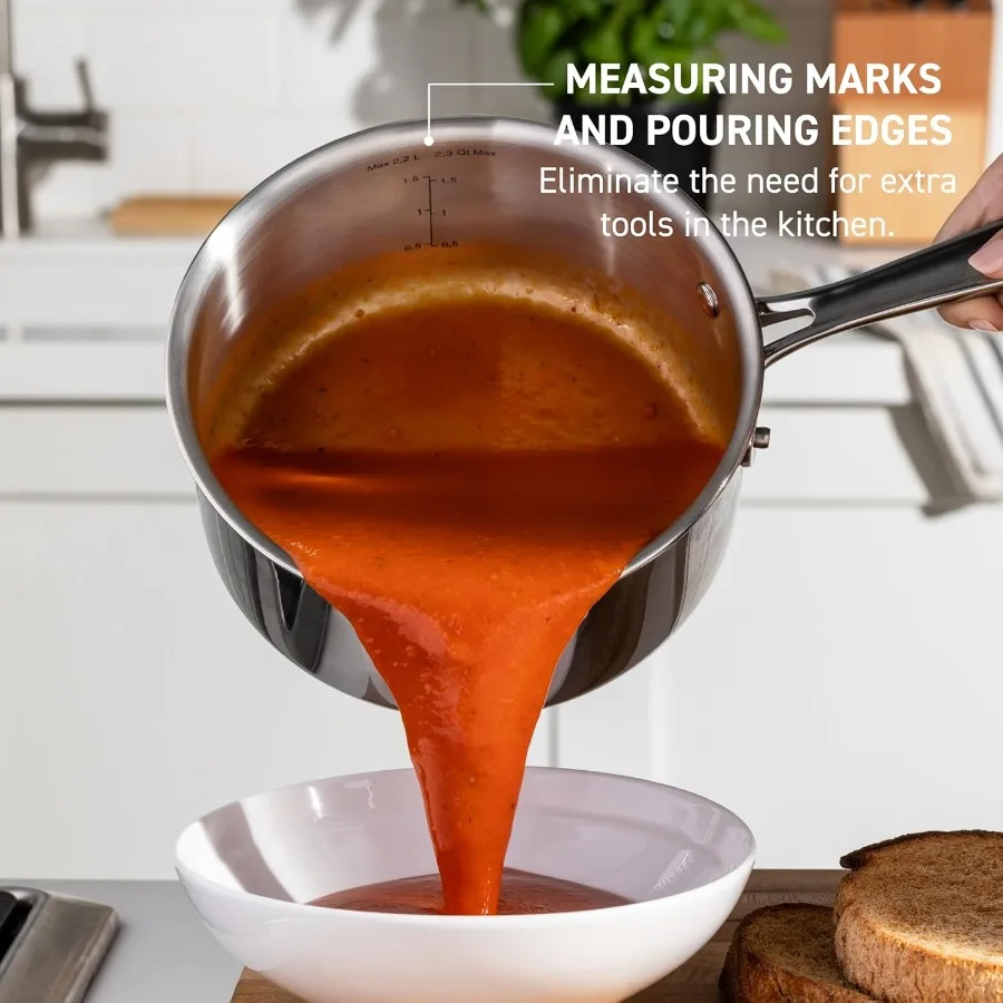 Профессиональный набор посуды из нержавеющей стали, 10 предметов, с индукционной совместимой и защитой от духовки до 500F. В комплект входит расход нагреватель.