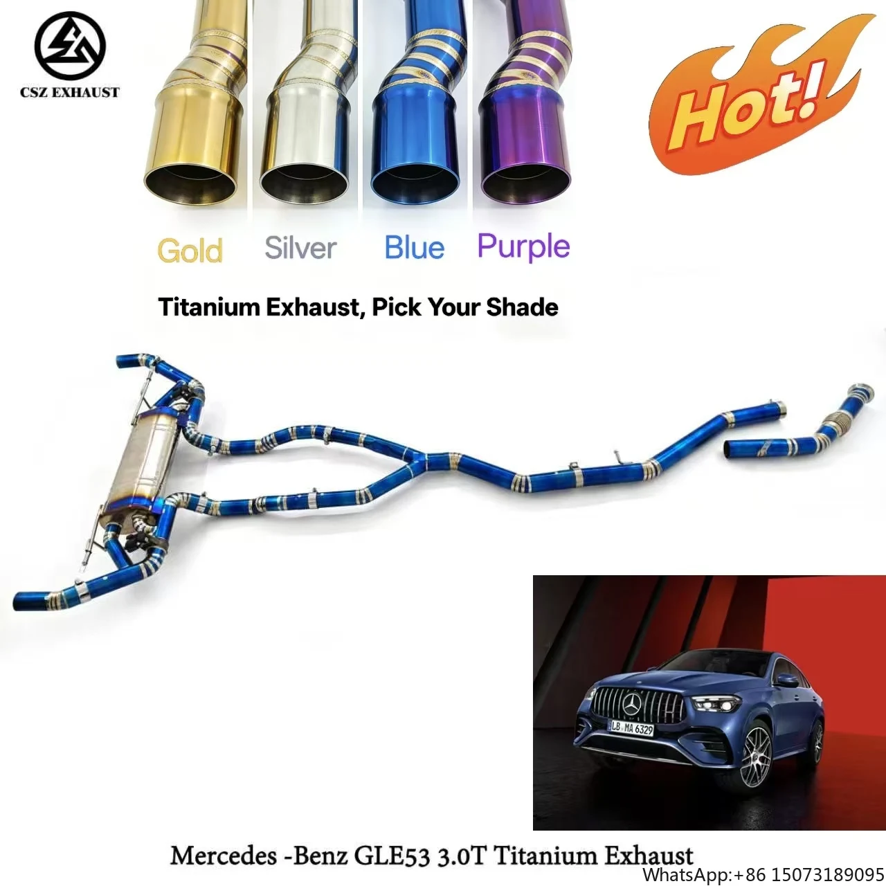 

Hot Selling Titanium Alloy Blue Burnt GLE53 3.0T Titanium Exhaust Valvetronic Catback Axleback Exhaust System