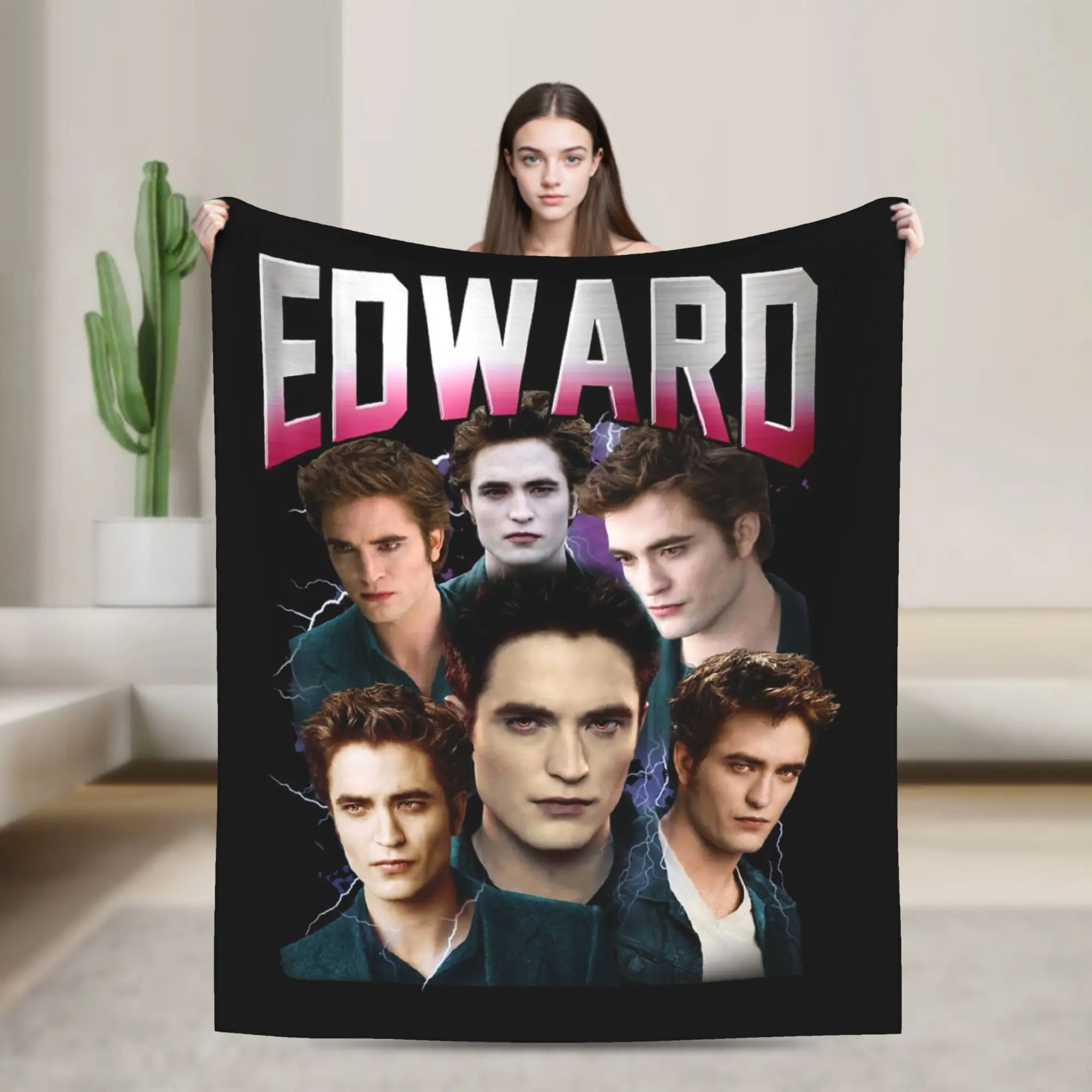 إدوارد كولين توايلايت فيلم 80s 90s البطانيات الفانيلا طباعة متعددة الوظائف سوبر لينة رمي بطانية للسرير في الهواء الطلق لحاف