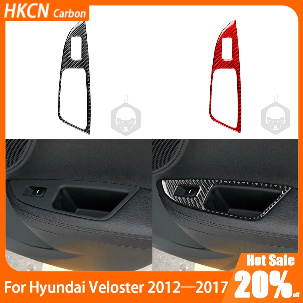 

For Hyundai Veloster 2012-2017 Carbon Fiber Copilot Rear Window Lifting Panel Car Accessories Interior Cover Trim Sticker Decals