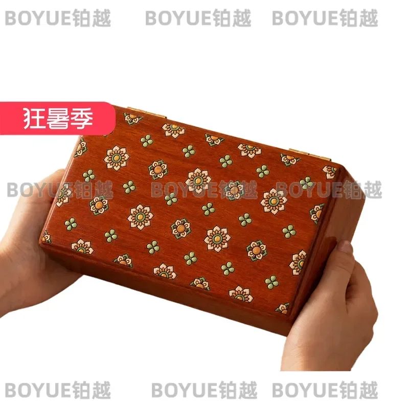 Luxury Rosewood Solid Wood Jewelry Box Portable Elegant Storage Case for Rings Earrings Necklace High End Birthday Gift for