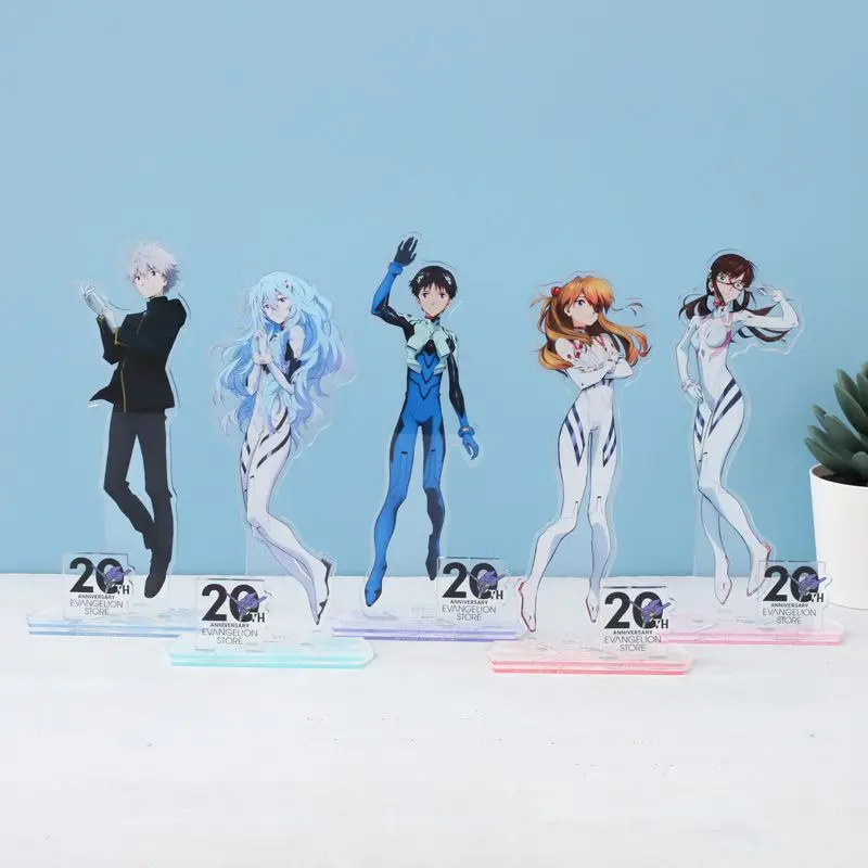 5Pcs Neon Genesis Evangelion EVA Acrylic Stand Set Rei Asuka Shinji Kaworu Mari Anime Figure for Fans Gift
