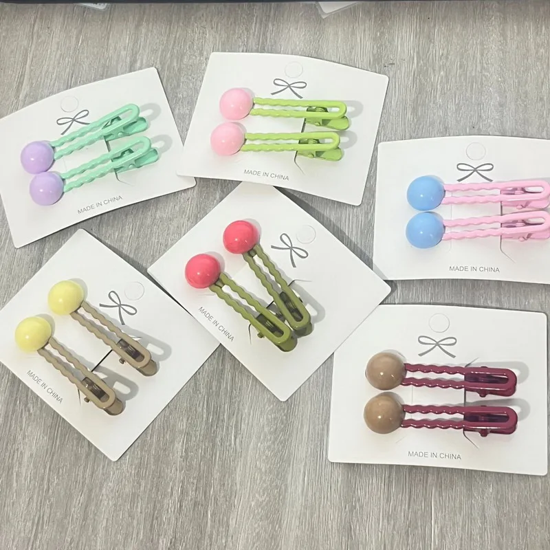 Afbeelding 4: 2 stks/set Eenvoudige Kraal Haar Clips Voor Meisjes Leuke Haar Haarspeldjes Baby Haarspelden Kids Clips Voor Haar Bobby Pins Haaraccessoires