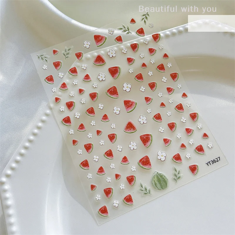 

Cartoon Watermelon Nail Art Stickers Creative Self-Adhesive Nail Stickers Kawaii Nail Decals DIY Nail Decoration Accessories