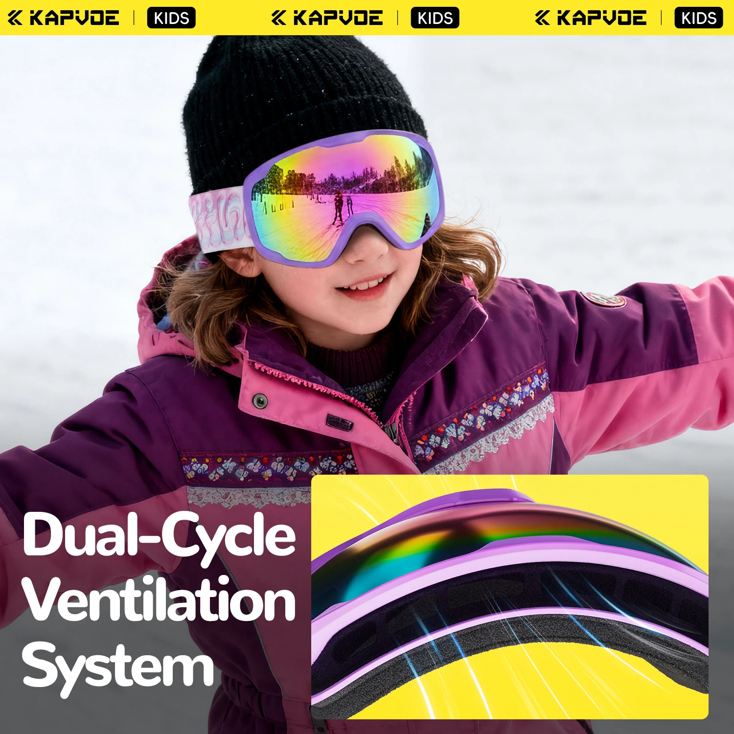 KAPVOE nuevo invierno al aire libre niños moto de nieve Snowboard UV400 gafas de esquí niños gafas de esquí antiniebla máscara protectora deportiva