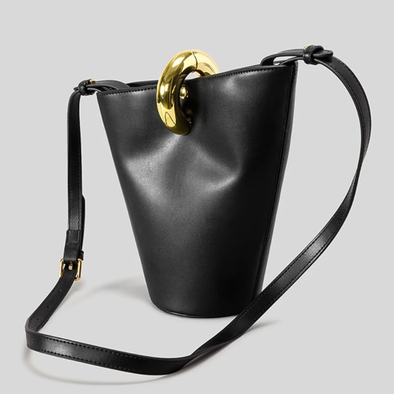 

Модная асимметричная сумка-ведро, дизайнерская сумка и кошелек класса люкс 2026, роскошная сумка с золотой пряжкой в простом повседневном стиле