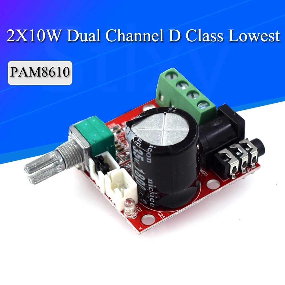 12V Mini Hi-Fi PAM8610 Audio Stereo Amplifier Board 2X10W Dual Channel D Class Lowest Price RED