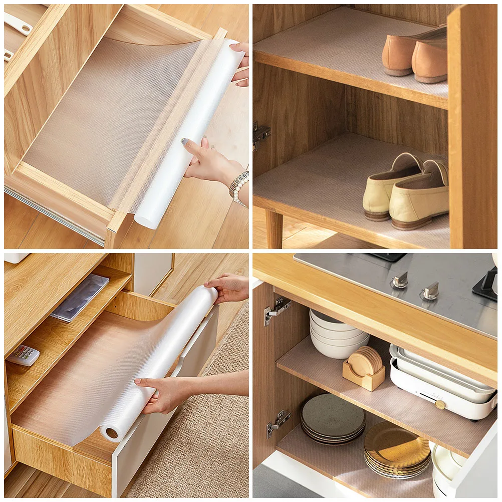 

2 Rolls Cuttable Dampproof Shelf Liner For Kitchen Cabinet Fridge Mat Oil Resistant Moisture Proof Storage Drawer Liner Cupboard