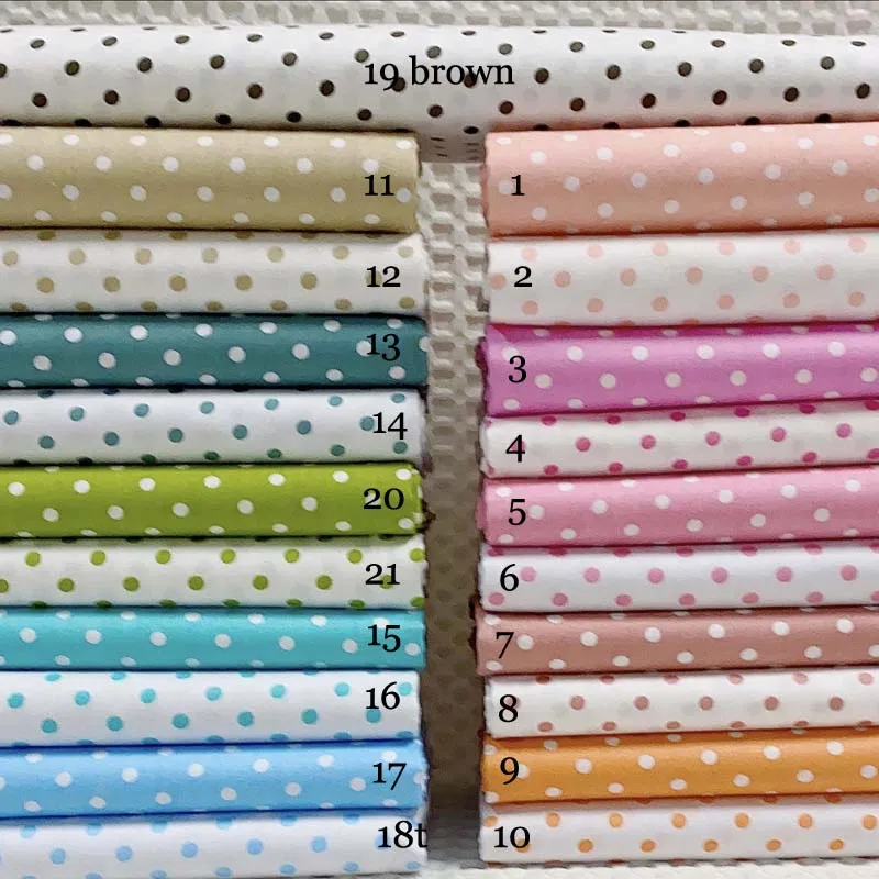 100%Cotton Twill GREEN PINK BROWN BLUE ORANGE KHAKI white polka dot fabric for DIY Cushion Patchwork Handwork HOME Decor Textile