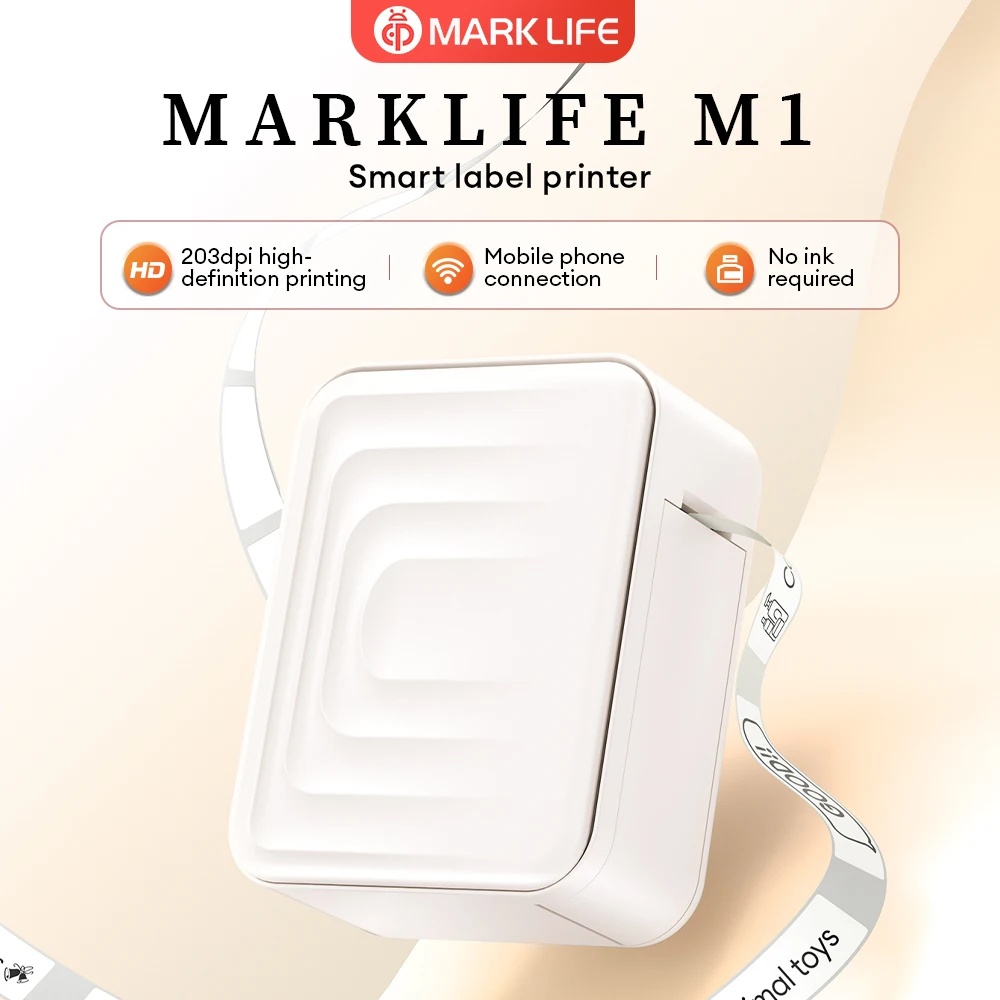 Marklife M1 Portable Thermal Printer Wireless Bluetooth Mini Label Printer Adhesive Sticker Labeling Machine For Tags Barcode