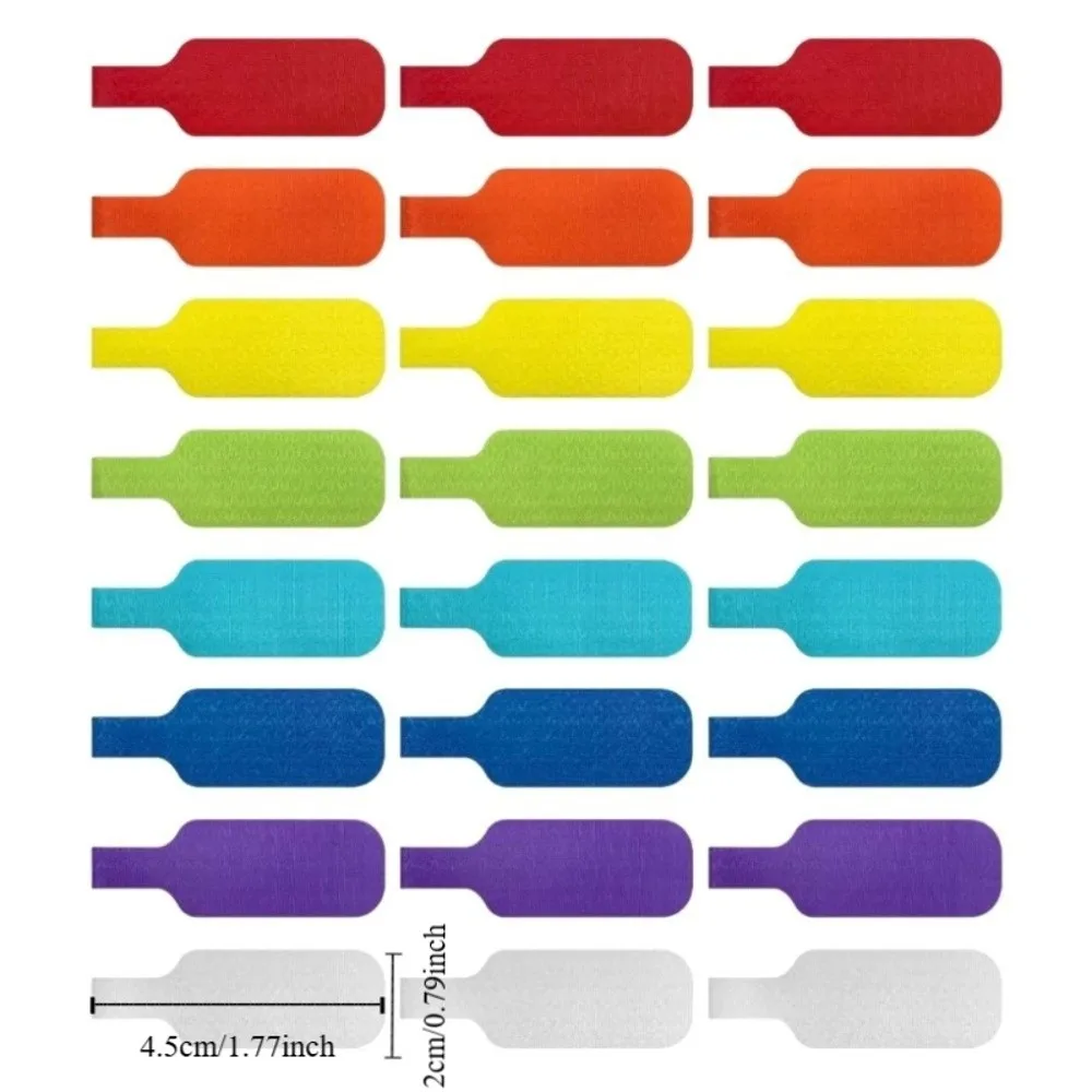 Etichette per cavi autoadesive impermeabili da 24 pezzi Organizzatore di cavi da tavolo in nylon riutilizzabile Etichette per cavi durevoli color arcobaleno