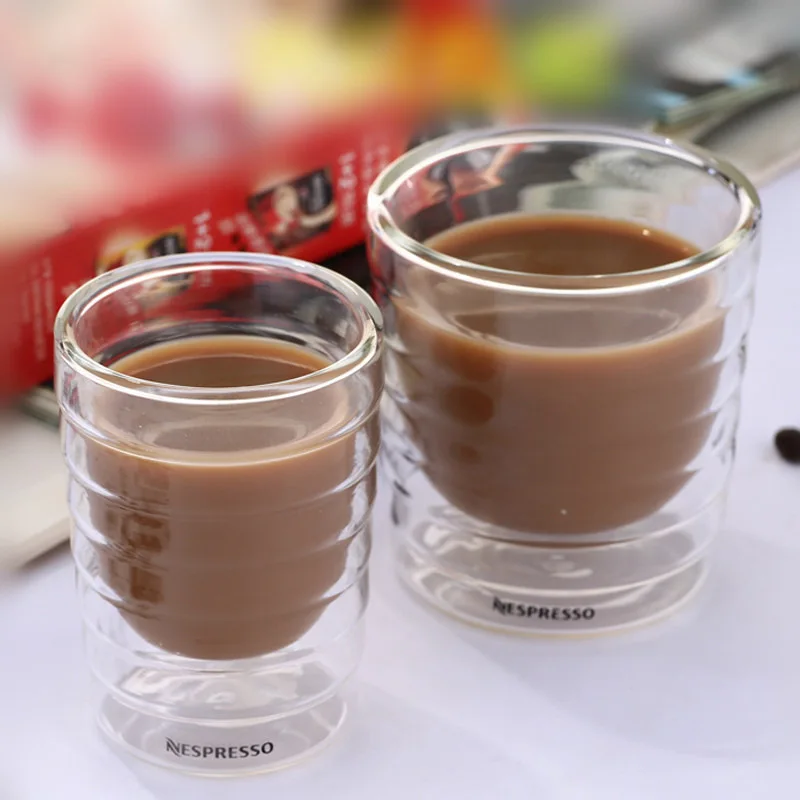 85 ml doppelwandige Kaffeetasse, stapelbarer doppelwandiger isolierter Klarglasbecher, perfekt für Espressomaschinen und Getränke