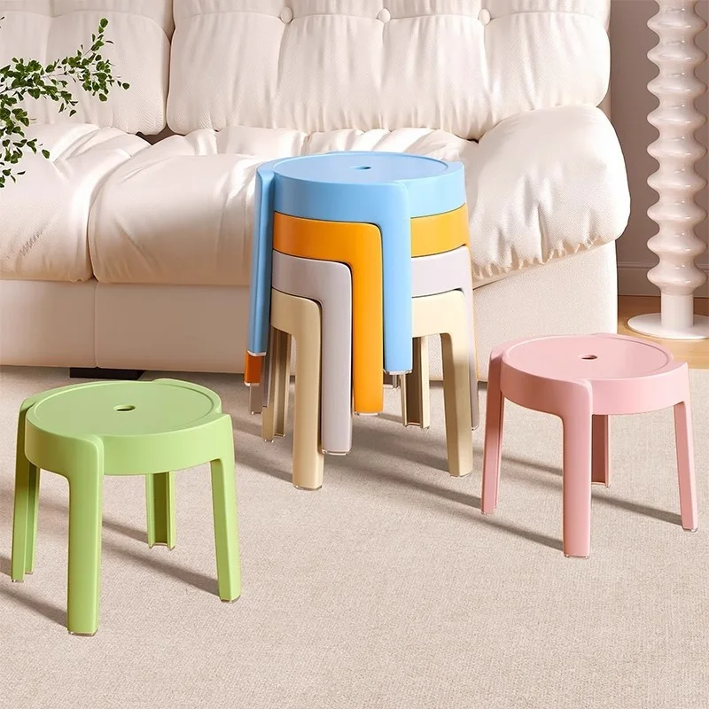 Thick Plastic round Stool Slip-Resistant Low Stool Simple Modern Living Room Coffee Table Bathroom Furniture
