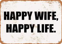 Retro Metal tin Sign Happy Wife Happy Life Sign Funny Home Cave Garage bar 8x12