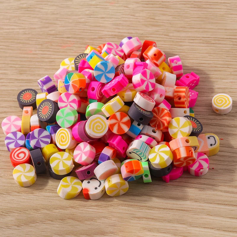Tusember 100 Stück bunte, bunte, böses Auge-förmige Ton-Abstandshalter-Perlen für DIY-Armbänder, Halsketten und Schmuckherstellung – Detail 15