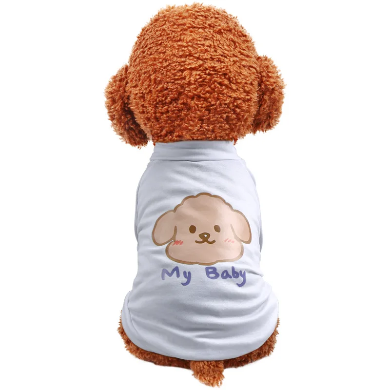 Pets Dog Cat Clothes For Puppy Spring Summer Cartoon Vest Clothing Print  Breathable Polyester Solid T-Shirt Short Sleeve