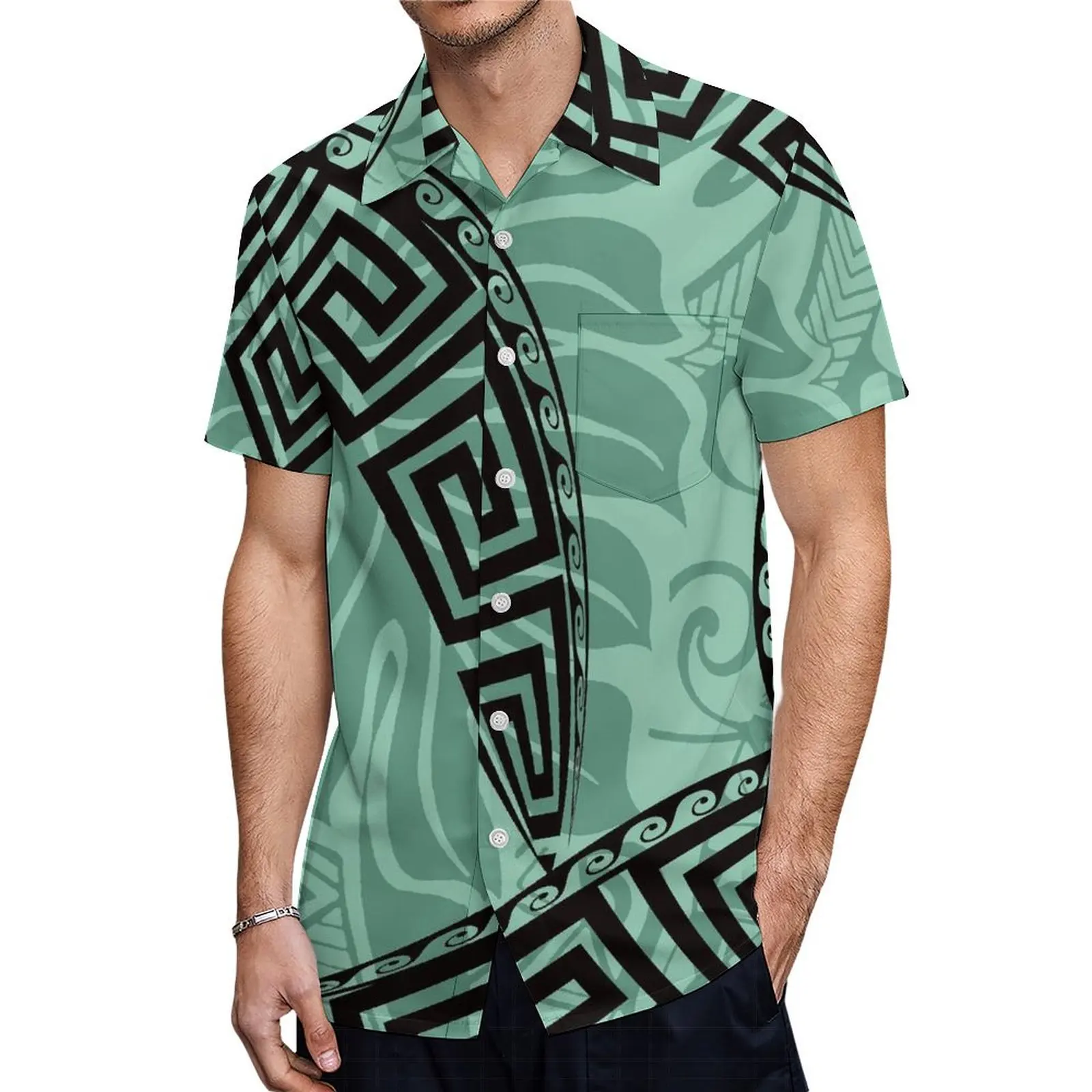 Vestido com decote em v Polynesian Samoa, vestido elegante feminino, par de camisa de bolso masculina, design de luxo, 7XL