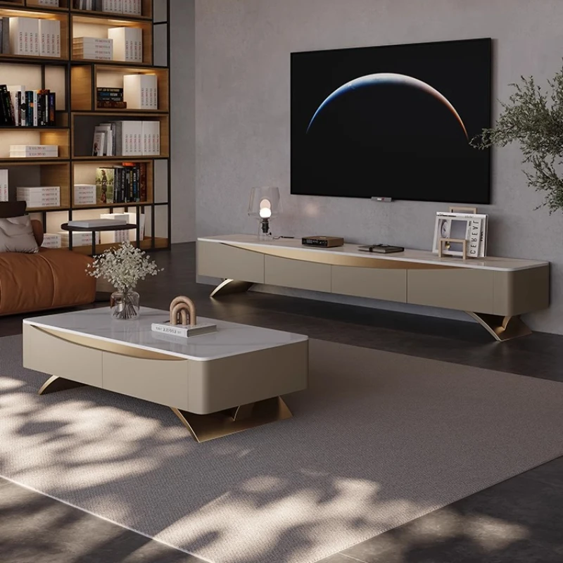 

Nordic Light Роскошный Стоячий ТВ-шкаф из массива дерева Дизайн квартиры Комбинация каменной плиты Современная простая мебель для гостиной