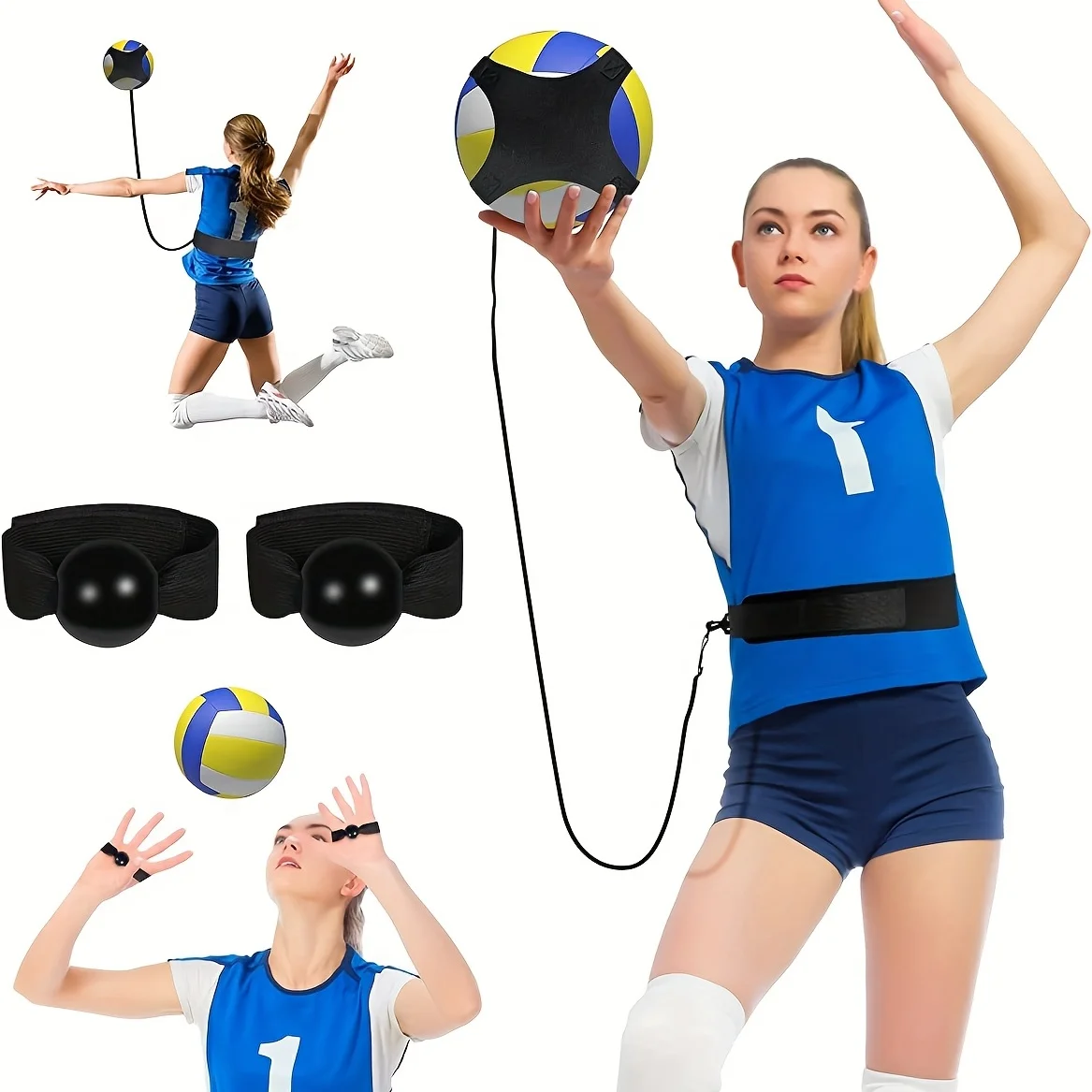 Volleyball Spike Trainer, Elastic Self-Training Volleyballs Resistance Band, Volleyball Equipment Training Aid Improves Serving,