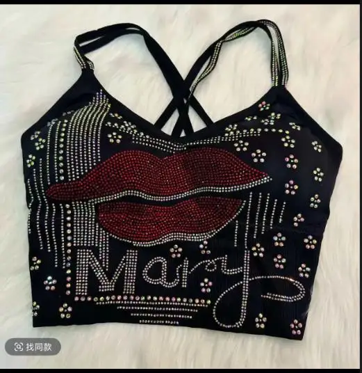 

Sexy Sport Bra Women Sexy Rhinestones Padded Crop Tops Women Shiny Bling Bling Diomond Yoga Tops