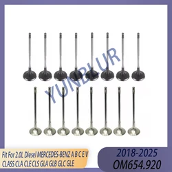 Kit de soupapes d'admission et d'échappement moteur 16 pièces compatible avec les moteurs diesel 2.0 L OM654 18-25 pour MERCEDES-BENZ Classe A B C E V CLA CLE CLS GLA GLB GLC GLE