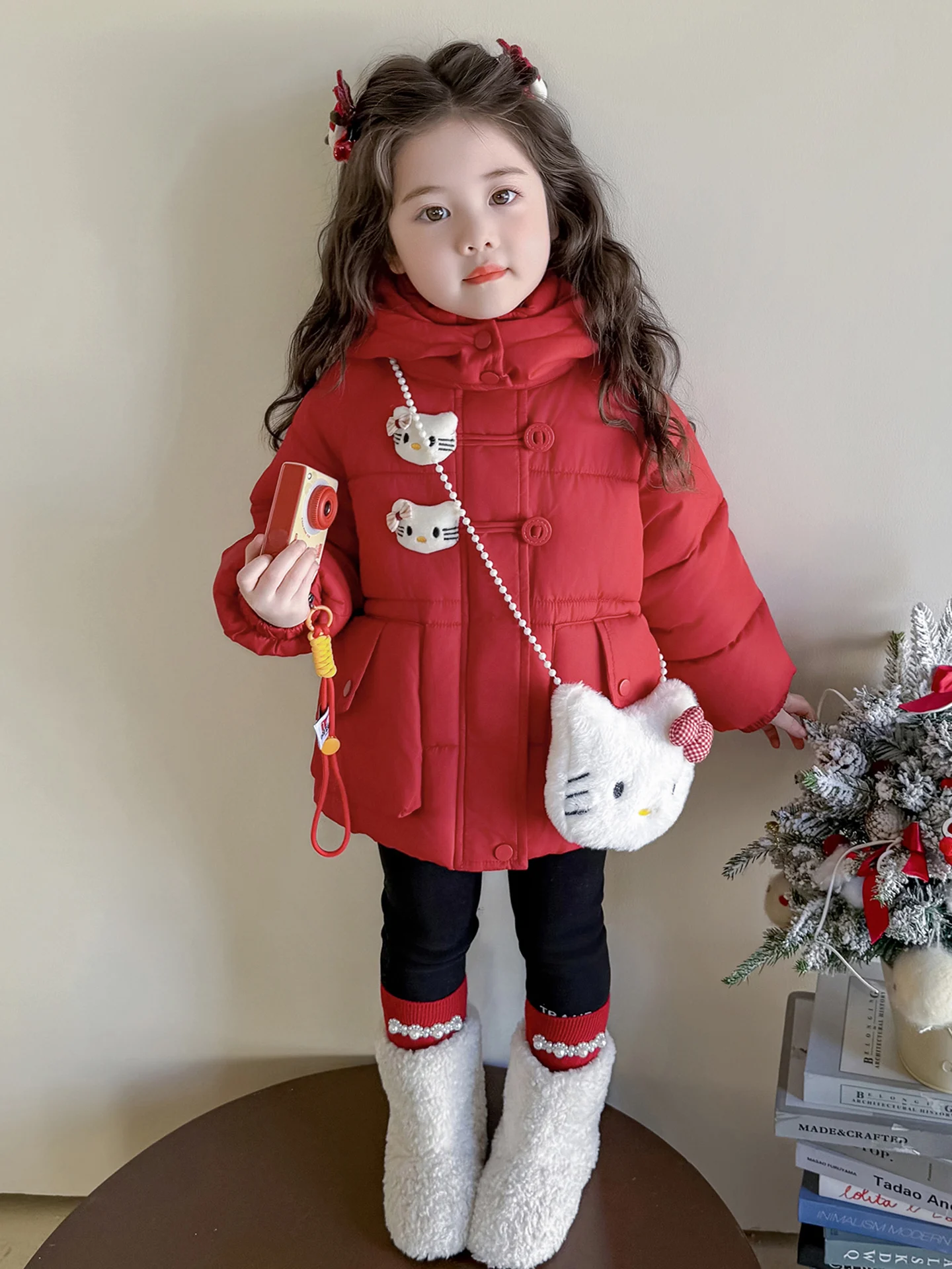 

Girls Winter Thiened Fce Lined Headed Hooded Cotton Jaet Warm Cozy Children's Clothing Trendy Long Sve Color