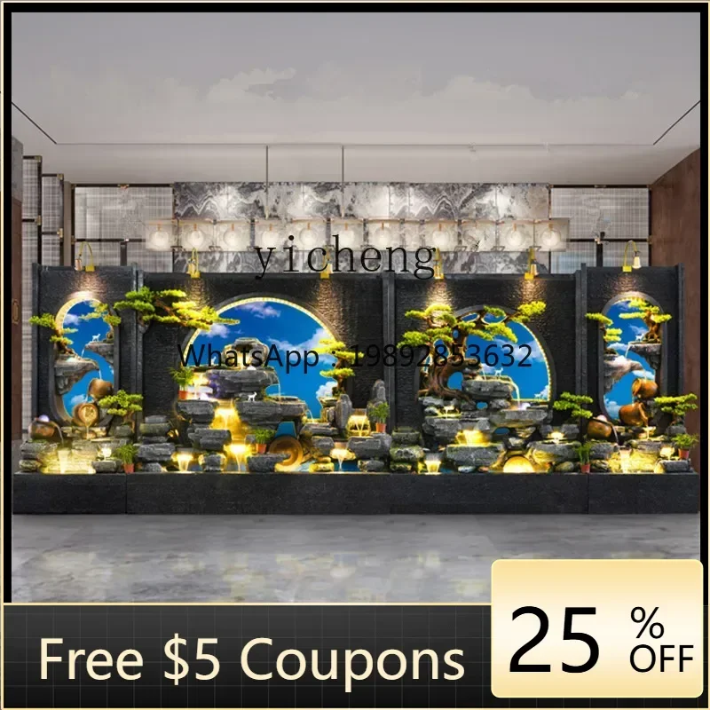 

stone landscaping rockery water curtain wall running water screen water feature flower garden garden outdoor ornament