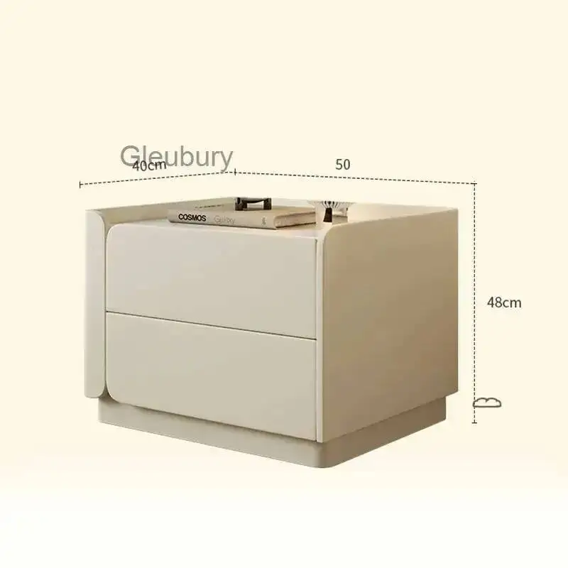 Mesas de Cabeceira Estilosas: Mesa de Cabeceira Moderna Estética Creme Minimalista Glamour, Mesa de Apoio que Economiza Espaço, Móveis para Quarto