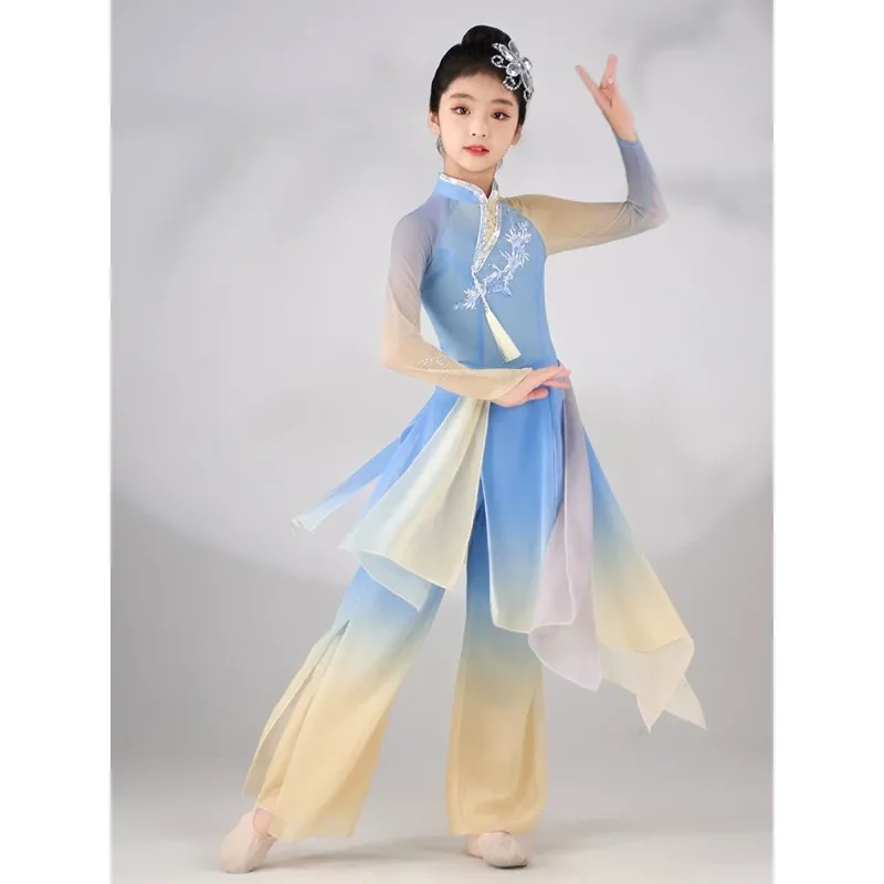 أزياء الرقص الكلاسيكي الأنيقة للأطفال، ملابس أداء المجموعة والمظلة، ملابس الرقص التقليدية الجديدة للأطفال