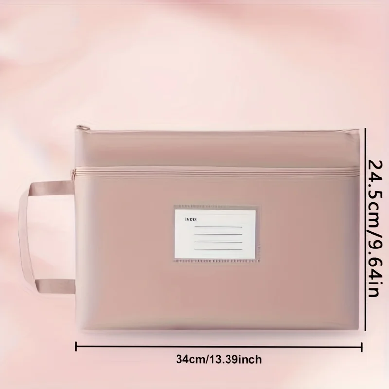 Large Capacity A4 File Organizer - Waterproof Oxford Fabric Double-Layer Zipper Compartments Durable Stylish Stationery & Office