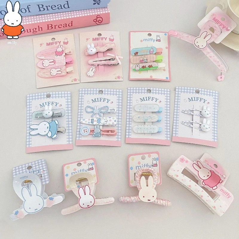 Horquillas bonitas Kawaii Miffy, tocado Original de dibujos animados de Color, moda de verano, Clip de boca de pato multiusos, regalo de vacaciones para niñas