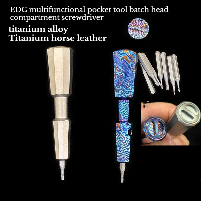 EDC Titanium Mascot Titanium Alloy Screwdriver with Head Storage and Portable Screwdriver