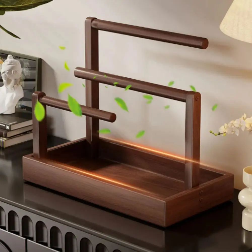 Solid Wood Jewelry Stand Large Size Retro Style Ring Earring Necklace Display With Hook Multi-Layer Design Jewellery Organizer
